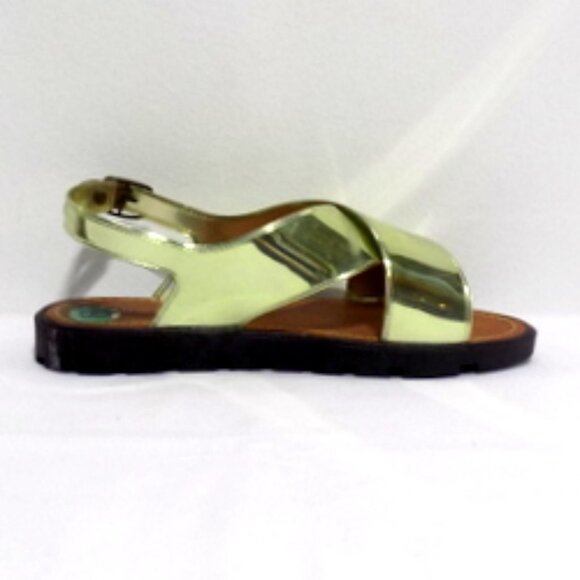 Electric Karma Metallic Gold X-Strap Sling Back Summer Flat Sandals – Size: 8 - Picture 8 of 10